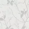 Carta da parati 122433 Belle Bianco/Argento Floral Trail Luxury rotolo strutturato, 10,05 m x 53 cm