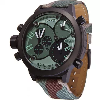 WELDER MAN K29-8004 53mm Orologio al quarzo analogico Quadrante nero Cinturino in pelle