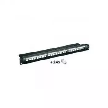 Wentronic patch panel 24 porte CAT6 UTP, montaggio rack 1U 19 pollici, nero (95336)