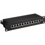 Wentronic Goobay 93796 Patch panel Cat6a schermato a 12 porte, montaggio rack 1U 19 pollici, nero