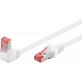 WENTRONIC Goobay cavo patch CAT 6, 1x angolato 90°, S/FTP (PiMF), bianco, 0,25 m - Latch Up, LSZH senza alogeni, rame (51548)