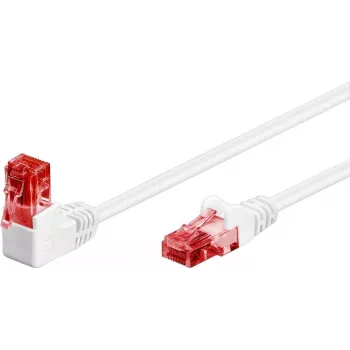 WENTRONIC Goobay Cavo patch CAT 6 1x angolare 90°, U/UTP, bianco, 5 m - Top Latch, CCA alluminio ramato (51525)