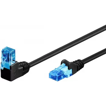 WENTRONIC Goobay cavo patch CAT 6A, 1x angolare 90°, U/UTP, nero, 10 m - linguetta in alto, CCA alluminio rivestito in rame (51533)