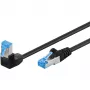 Wentronic Goobay cavo patch CAT 6A S/FTP, RJ45 su RJ45 angolato 90°, 0,5 m, nero, LSZH, rame, 10 Gbps 51556
