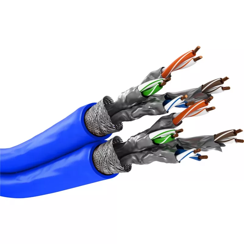 Wentronic Goobay cavo di rete CAT 7A duplex S/FTP PiMF blu - conduttore in rame CU AWG 22/1 (75716)