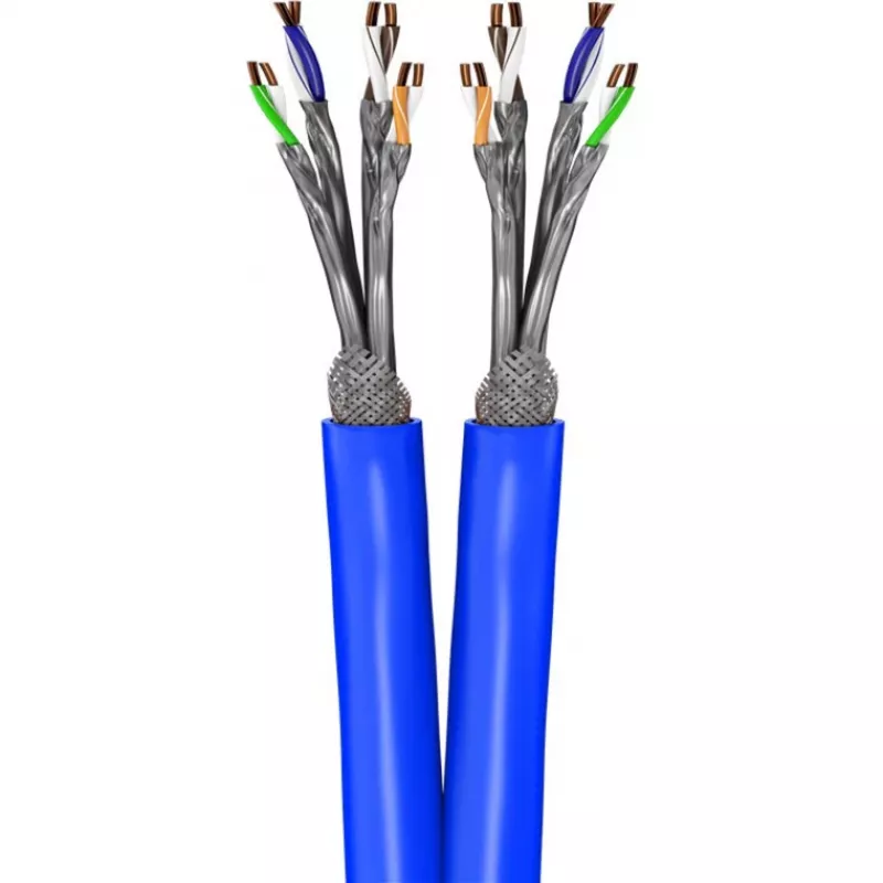 Wentronic Goobay cavo di rete CAT 7A duplex S/FTP PiMF blu - conduttore in rame CU AWG 22/1 (75716)