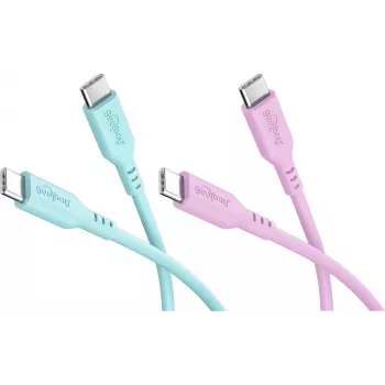 WENTRONIC Goobay Coral Crush Set 2 cavi USB-C in silicone, 1,5 m, turchese e rosa (81260)