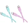 WENTRONIC Goobay Coral Crush Set 2 cavi USB-C in silicone, 1,5 m, turchese e rosa (81260)
