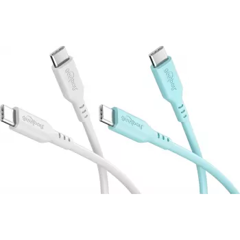 WENTRONIC Goobay Crystal Lagoon set 2 cavi in silicone USB-C, 1,5 m, bianco e turchese (81259)