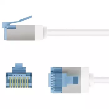 Wentronic Goobay Cavo patch CAT 6A Slim U/FTP ultra flessibile bianco - connettori extra corti, 0,25 m 74336