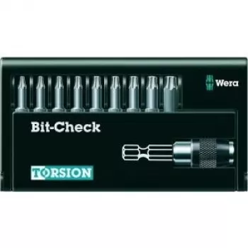Wera 05056164001 set di 9 punte Torx con portapunte Rapidaptor, attacco esagonale 1/4 pollice, punte 25 mm, TX8–TX40, scatola Bit-Check