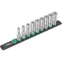 Wera set di bussole profonde con attacco 3/8 inch su barra magnetica, 9 pezzi, metrico, nero/verde