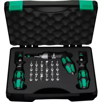 Wera 7445/46/47 set cacciaviti dinamometrici, 27 pezzi (0,3-6,0 Nm) con portapunte Rapidaptor, custodia in tessuto 05350451001