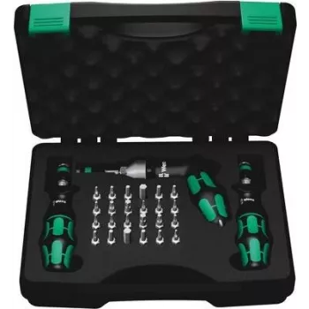 Wera 7445/46/47 set cacciaviti dinamometrici, 27 pezzi (0,3-6,0 Nm) con portapunte Rapidaptor, custodia in tessuto 05350451001