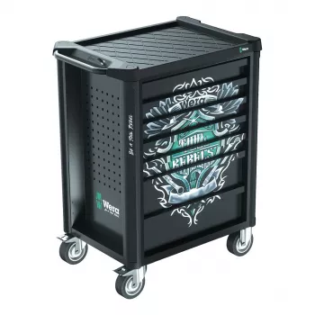 Wera 9700 Tool Rebel carrello officina 1, 7 cassetti, piano di lavoro in acciaio inox, verde/nero