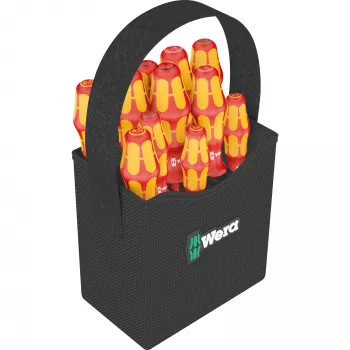 Wera Kraftform 2go 100 set di punte per cacciavite, 11 pezzi, Phillips, Pozidriv, Torx, punte 25 mm, con portapunte Rapidaptor e custodia in tessuto 05004310001