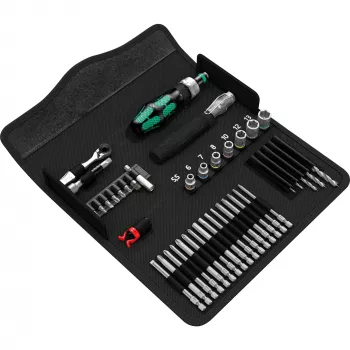 Wera Kraftform Kompakt H 1 Woodcraft impugnatura cacciavite con 12 bit misti - Hex, Phillips, Pozidriv, Torx