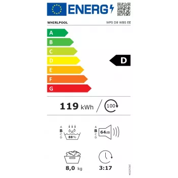 Whirlpool WPS D8 WBS EE Asciugatrice a pompa di calore 8 kg a carica frontale bianca