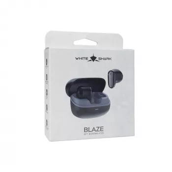 White Shark BLAZE-B GEB-TWS-201 Auricolari True Wireless Bluetooth 5.1 In-Ear con custodia di ricarica, protezione acqua IPX4, controllo touch, nero
