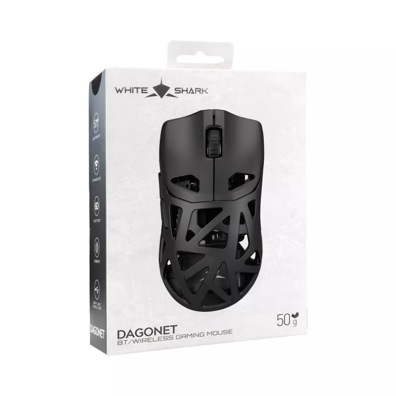 White Shark DAGONET-2 WGM-5019 Mouse da gaming wireless, 24000 DPI, nero