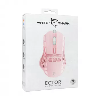 White Shark ECTOR-P GM-5016 mouse da gaming con filo, 6400 DPI, rosa