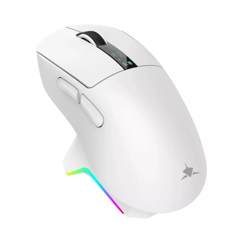 White Shark GAWAIN-W mouse gaming wireless – 12000 DPI, batteria 500 mAh, 56 g, bianco