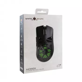 White Shark MORIEN WGM-5025 nero Mouse ottico da gaming con filo, 7200 DPI, 7 tasti programmabili, illuminazione RGB, per destrimani