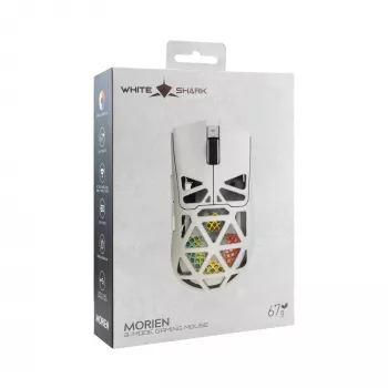 White Shark MORIEN WGM-5025 mouse da gaming con filo, fino a 12800 DPI, RGB, bianco