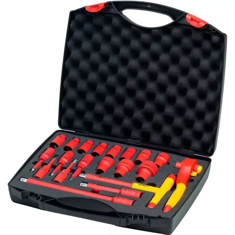 Wiha 43024 set chiavi a cricchetto reversibile e a bussola isolato, attacco 1/2