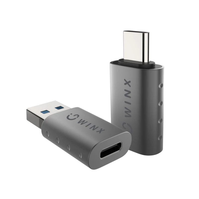 WINX LINK Combinazione di adattatori Type-C e USB semplice – connettore maschio USB-C su connettore femmina USB-A e connettore maschio USB-A su connettore femmina USB-C, USB 2.0, 480 Mbit/s, grigio spazio