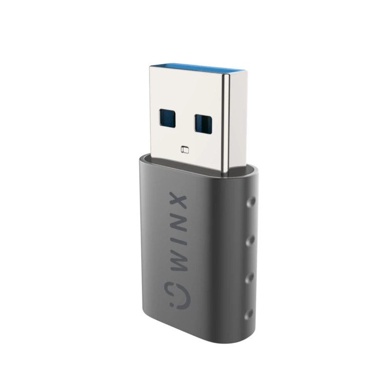 WINX LINK Simple Adattatore da USB a Type-C doppio (USB-A maschio a USB-C femmina, 5Gbit/s, 15W, Space Grey, confezione da 2)
