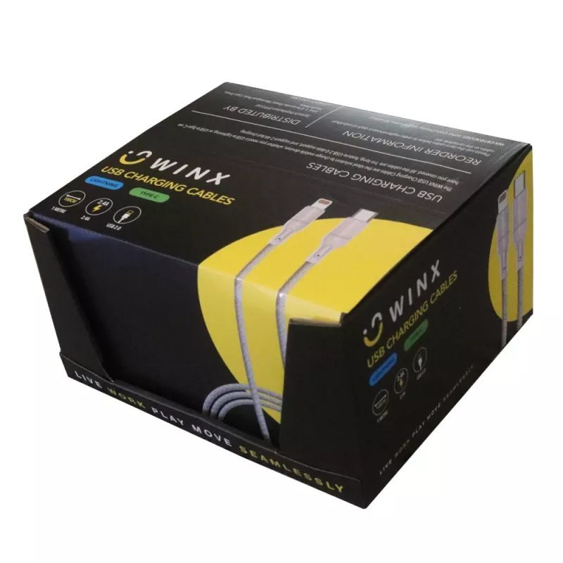 Cavo di ricarica WINX USB a Type-C|Lightning 2 in 1 split 1,2m nero