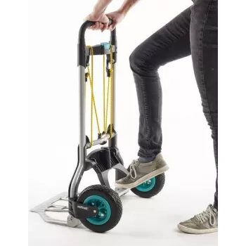 wolfcraft TS 850 carrello in alluminio, portata 100 kg, pieghevole, nero 5503000