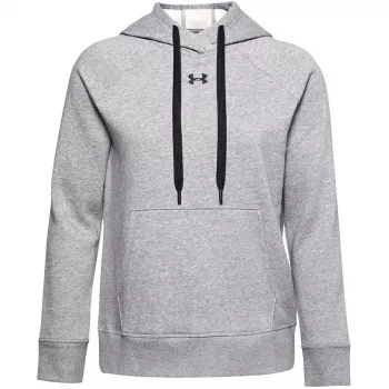Under Armour Rival Fleece Felpa con cappuccio per donna, Mod Gray/Bianco