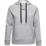 Under Armour Rival Fleece Felpa con cappuccio per donna, Mod Gray/Bianco