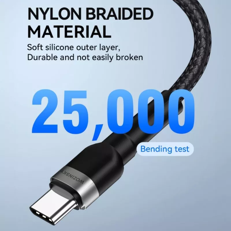 Wozinsky cavo USB-C a USB-C 1 m 60W PD ricarica rapida e sincronizzazione dati nero