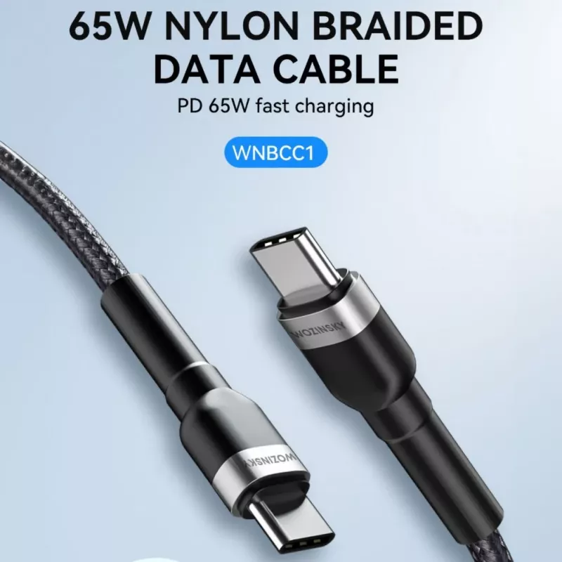 Wozinsky cavo USB-C a USB-C 1 m 60W PD ricarica rapida e sincronizzazione dati nero