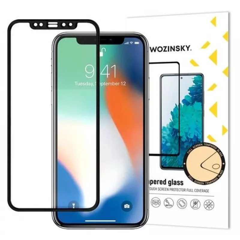 Wozinsky vetro temperato incollato full screen per Apple iPhone 12 Pro/12 nero