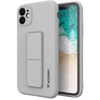 Custodia con supporto Wozinsky per Apple iPhone 12 Pro Max in silicone con stand argento