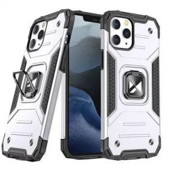 Wozinsky Custodia Ring Armor per Apple iPhone 13 con supporto, cover robusta antishock, argento