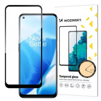 Wozinsky Super Tough Full Glue Pellicola protettiva in vetro temperato full screen con cornice compatibile con cover OnePlus Nord N200 5G nera