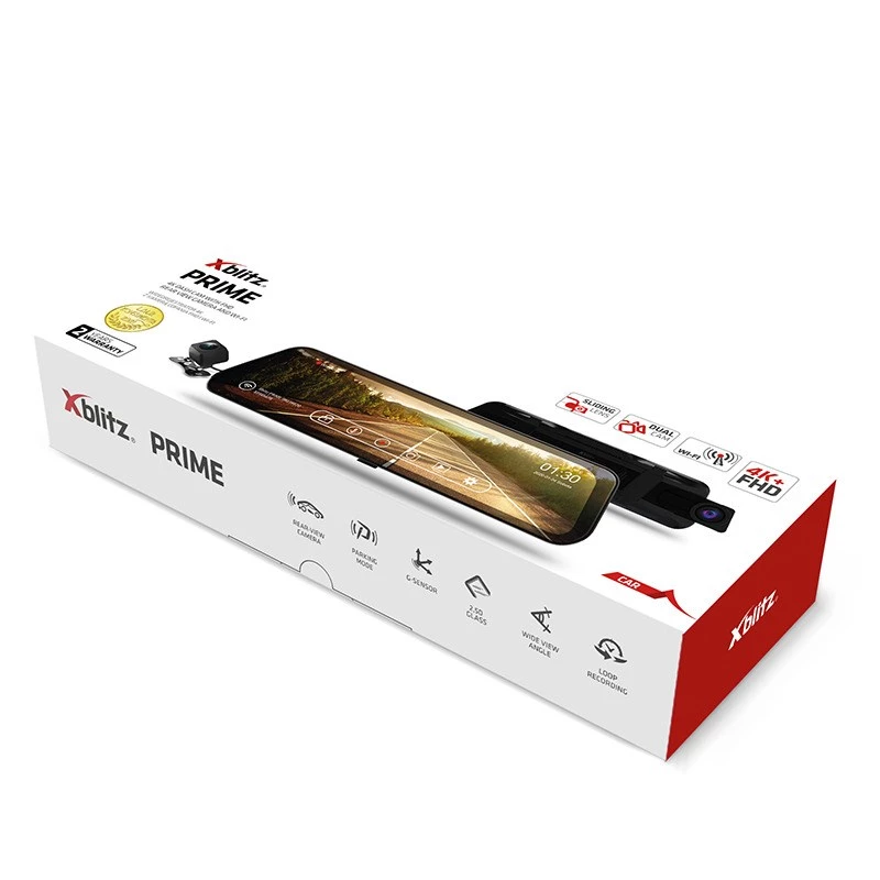 XBLITZ Prime dashcam con specchietto retrovisore, telecamera posteriore FHD e WLAN