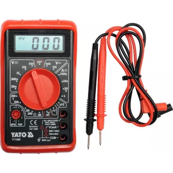 Yato YT-73080 multimetro digitale con retroilluminazione, selezione manuale della portata, CAT II 600V