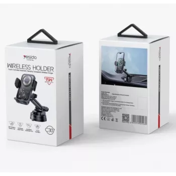 Supporto di ricarica wireless da auto con ventosa YESIDO 15W nero