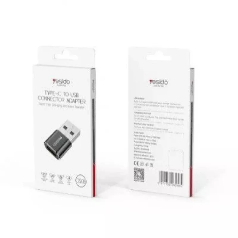 YESIDO GS09 Adattatore OTG mini in lega di alluminio USB Type-C a USB-A Nero