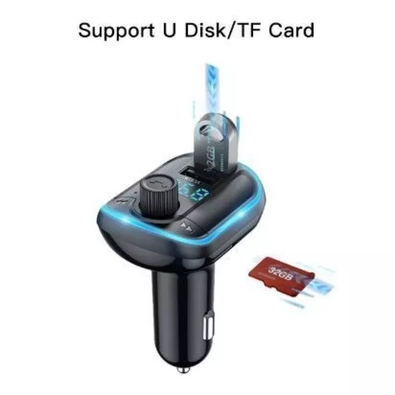 YESIDO Y44 Lettore MP3 Caricatore da auto Bluetooth, 2 USB, nero