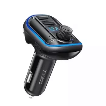 YESIDO Y44 lettore MP3 caricabatterie auto Bluetooth, 2 USB, nero
