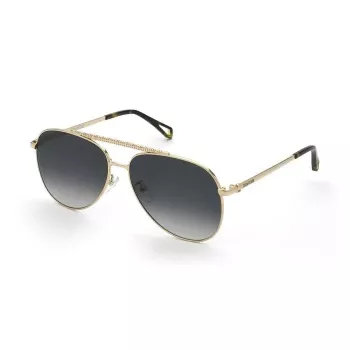 ZADIG & VOLTAIRE SZV415-600300 Occhiali da sole uomo rettangolari, montatura nera, lenti grigie, 60/17/140 mm