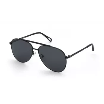ZADIG & VOLTAIRE SZV415-600531 Occhiali da sole unisex squadrati, montatura in acetato nera, lenti in policarbonato grigie, protezione UV400