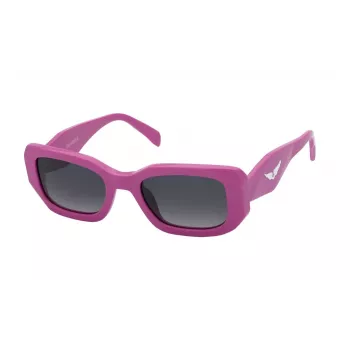 ZADIG & VOLTAIRE Occhiali da sole da donna SZV368-5202GF montatura in acetato nero, forma quadrata, lenti grigie sfumate 52/18/140 mm